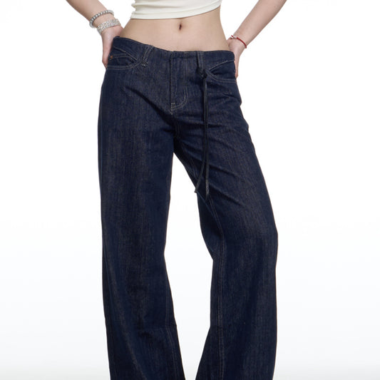 American Retro Washed Worn Jeans Women's Loose Straight