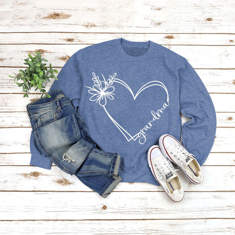 Langærmet Bedstemor-printet Løs Sweater