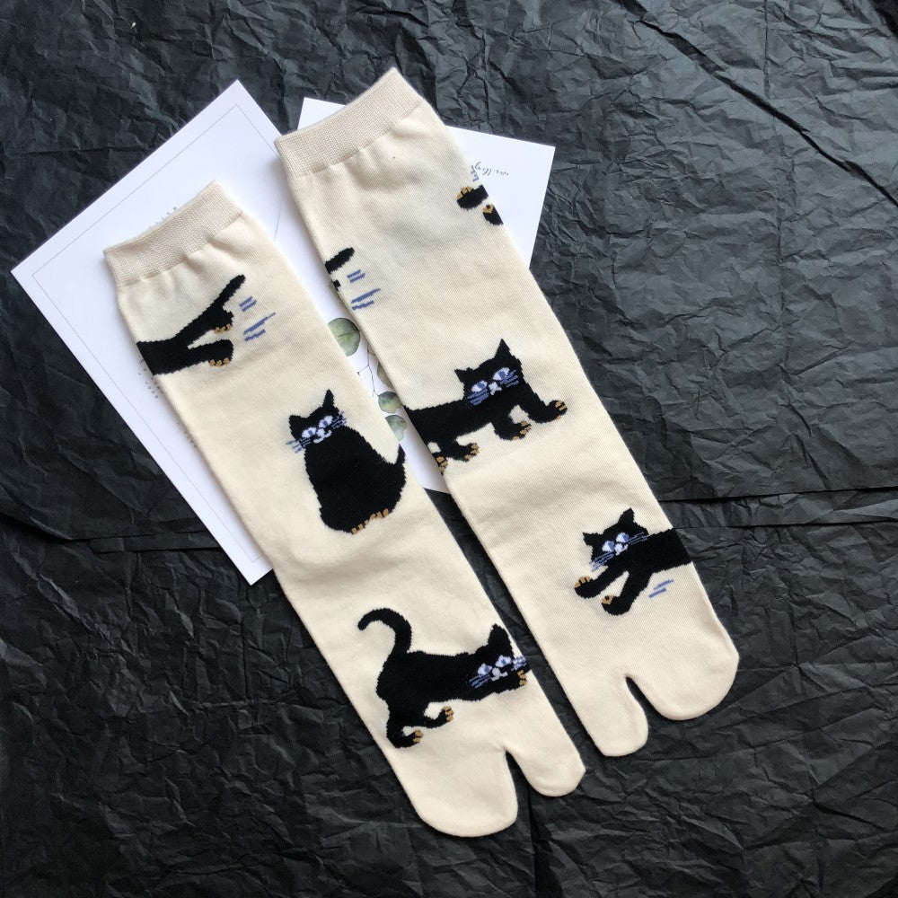 Women's split toe jacquard socks
