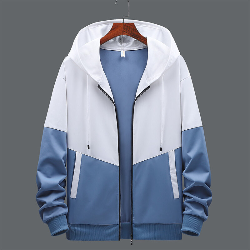 Men's Fashion Zipper Cardigan Long Sleeve Stitching Design Coat