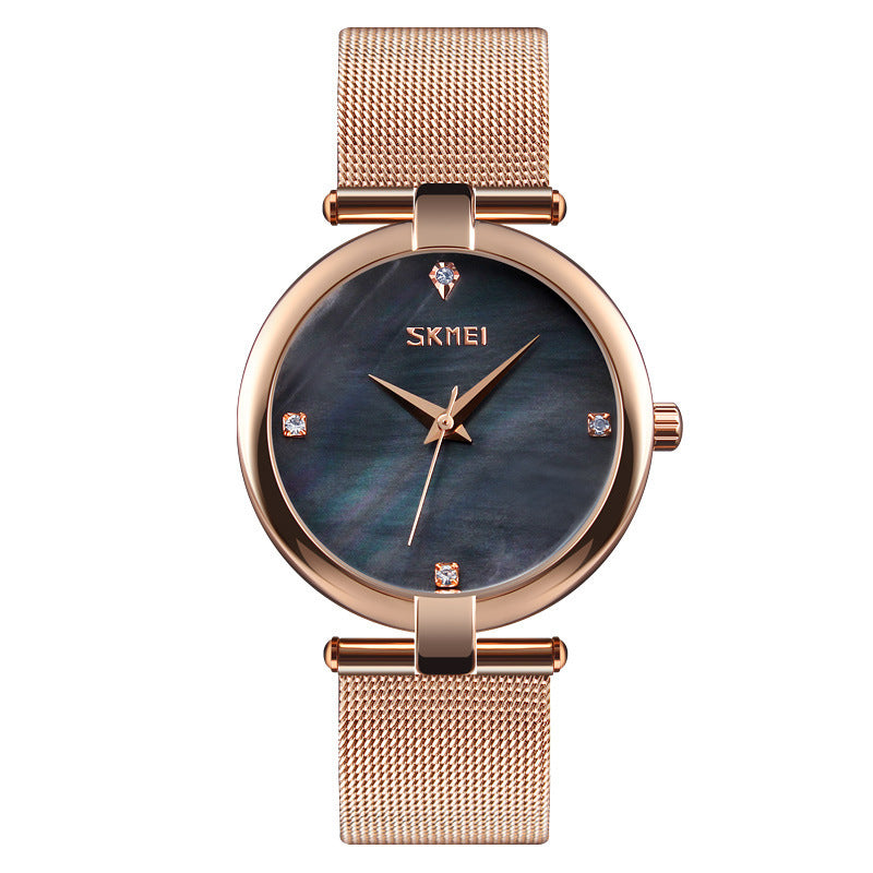 Ladies Mesh Strap Elegant Student Female Waterproof Quartz Watch