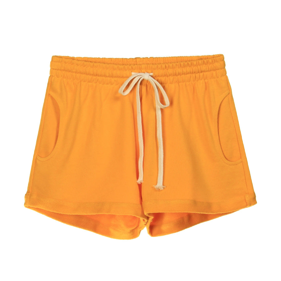 Women's curled sports yoga cotton cuffed shorts