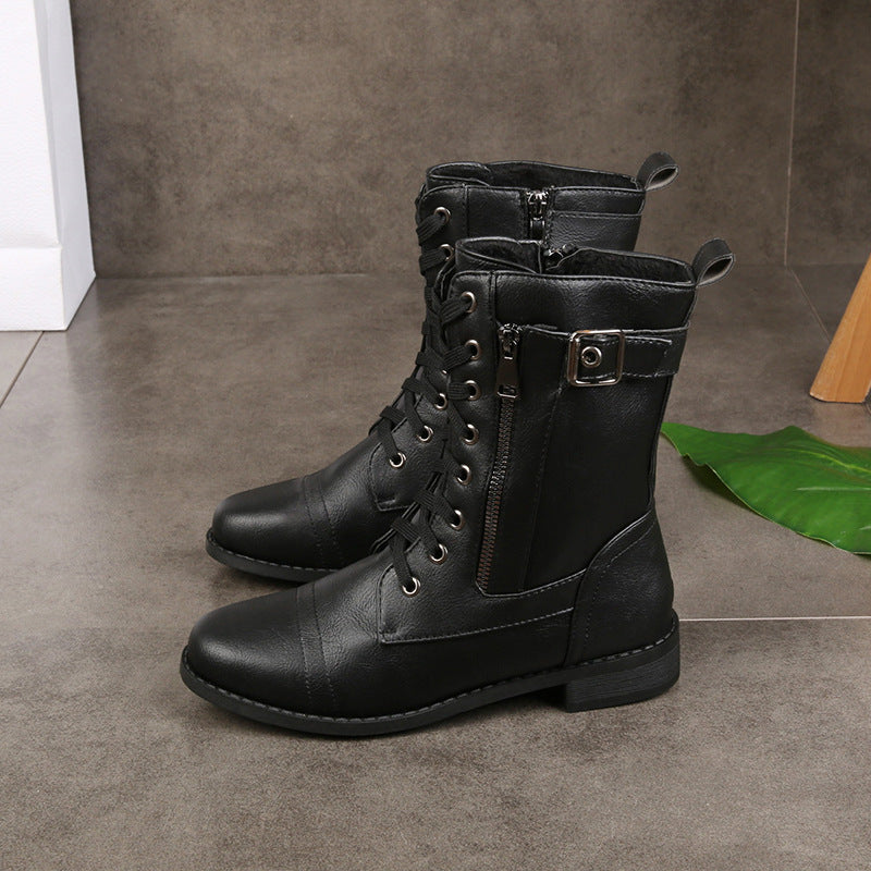Women's Plus Size European And American Flat Low-heeled Boots