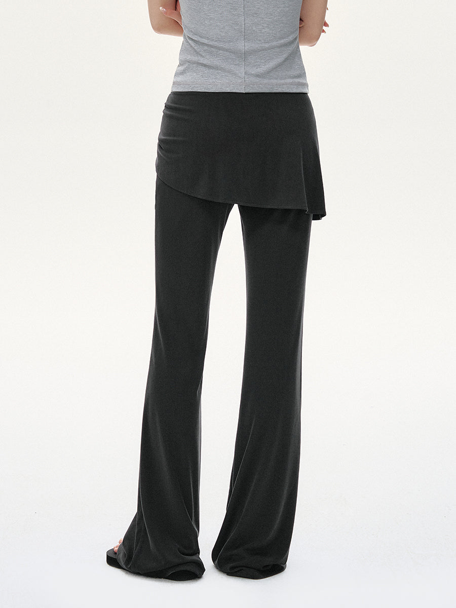Fake Two-piece Lace-up Women's Fart Curtain Knitted Casual Pants