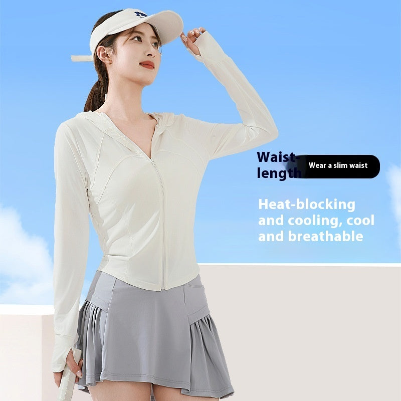 Sun Protection Clothing Thin Slim Stand Collar UV Protection Yoga Clothes
