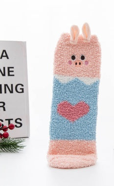 Christmas Stocking Triangle Boxed Coral Velvet Floor Socks Thickened