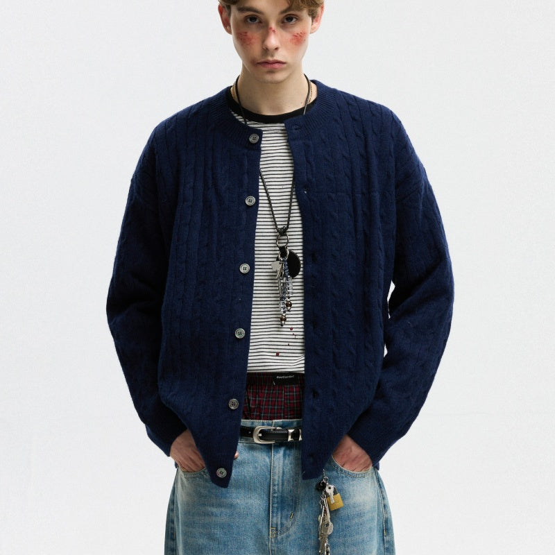 Twisted Solid Color Sweater Cardigan For Men And Women, American Style For Autumn And Winter