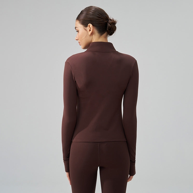 Thickened Thin Fleece Autumn And Winter Fingerless Yoga Top