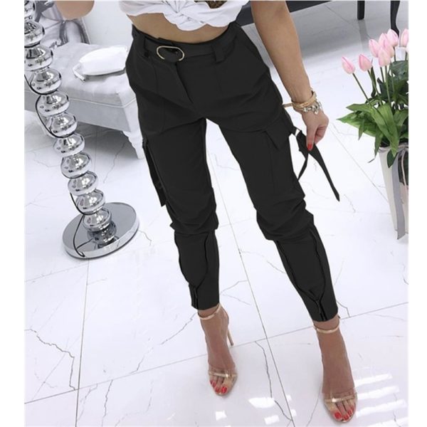 Cross-Border New Product Amazon Wish AliExpress Casual Pants Women's Trousers Solid Color Overalls And Cropped Trousers