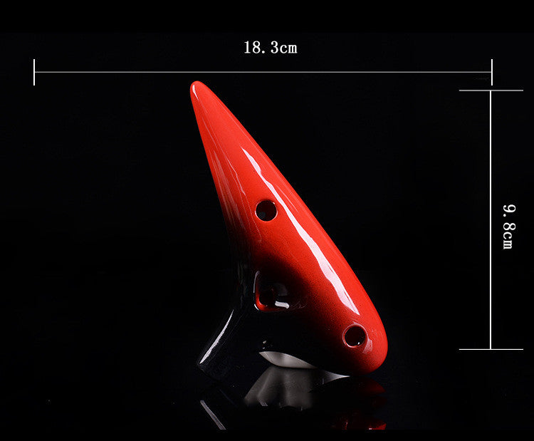 Red Alto Twelve Hole Porcelain Flute