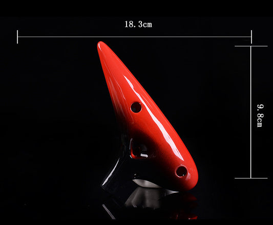Red Alto Twelve Hole Porcelain Flute