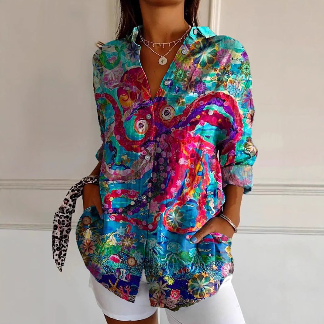 Digital Printing Long Sleeve Shirt Top 3D