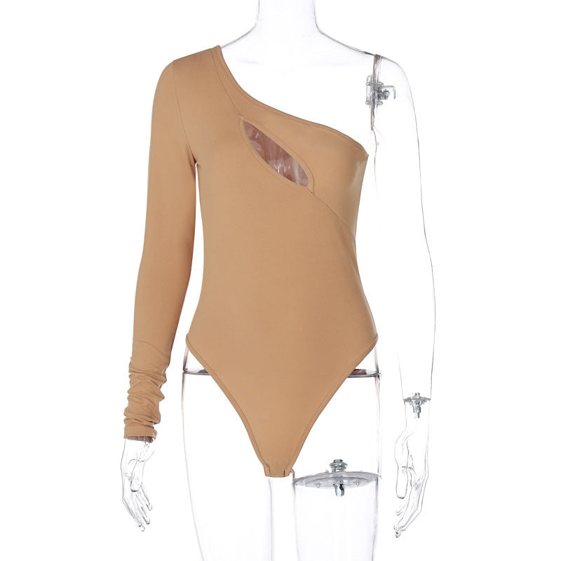 Women's Hollow One Shoulder Long Sleeve Jumpsuit