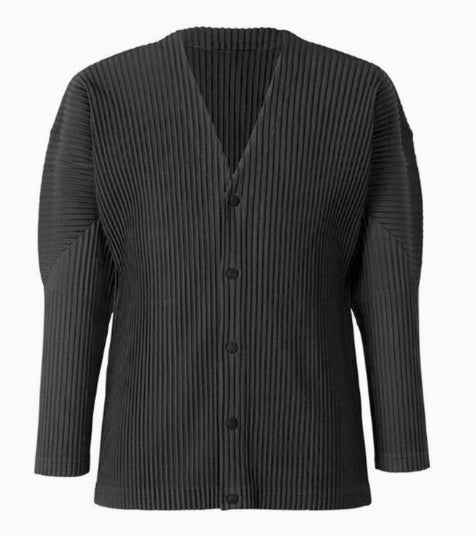 Three-Piece Suit Men's Casual Pleated Short-Sleeved Cardigan And Pants