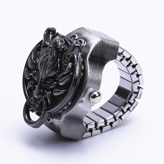 Elastic flip ring watch