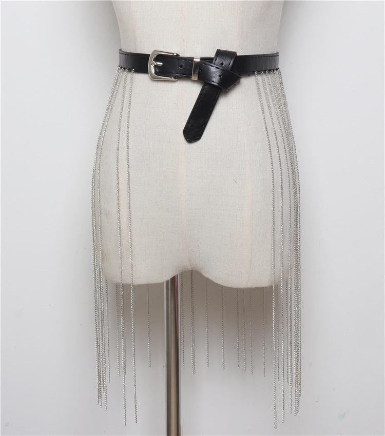 Concave Shape Versatile Long Tassel Chain Belt