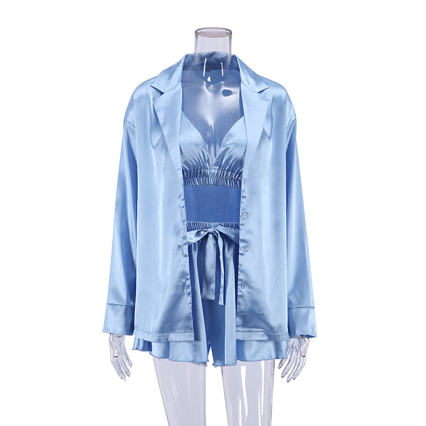Luxury Comfortable Pajamas For Women 3 Piece Loungewear Set