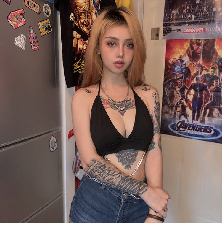 Lace Halter Top Hanger Chain Set