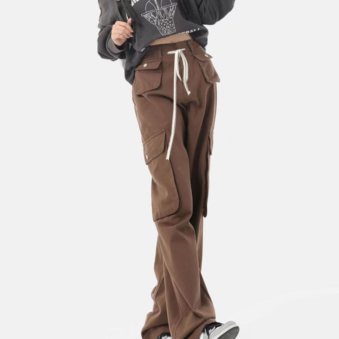 High Waist Work Casual Pants For Women Loose Laced