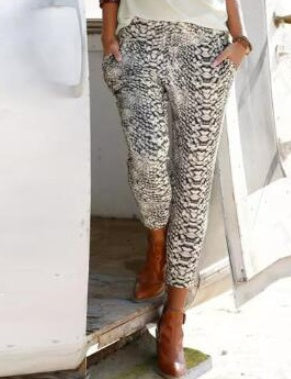 Loose printed high waist trousers