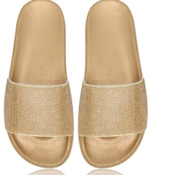 Women's Rhinestone Stand Independently Fashion Craft Flat Slippers