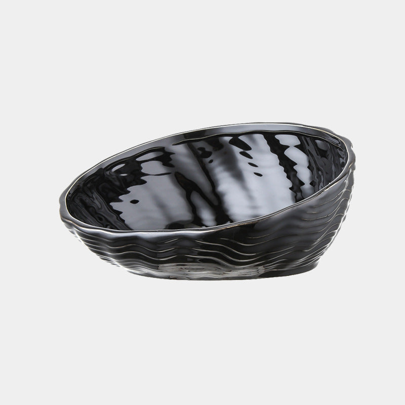 Ceramic neck cat bowl with oblique mouth