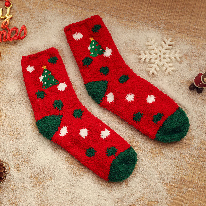 New Coral Velvet Christmas Socks