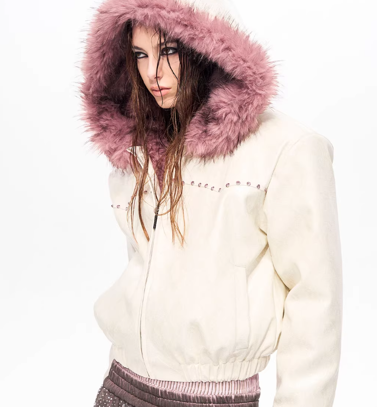 Mens Faux Fur Hooded Padded Jacket For Winter