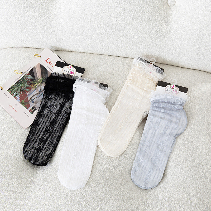 Vintage Mesh Lace Japanese Style Lace Long Socks