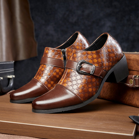 New Casual Shoes Fashionable Snakeskin Cuban Leather Shoes For Men