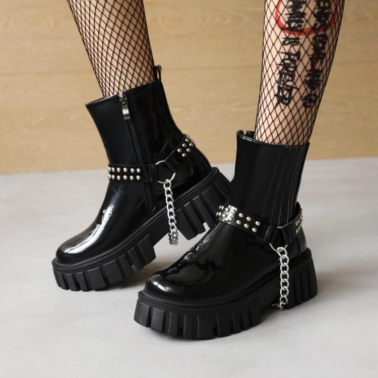 British Style Mid-tube Platform Martin Women's Boots