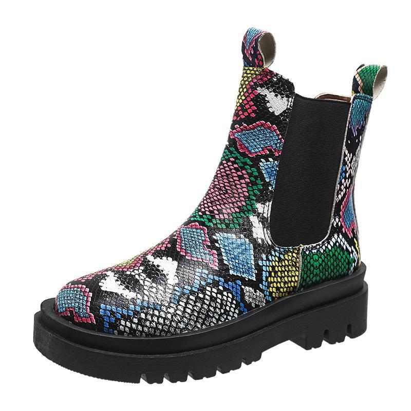 Europe And America Popular Snake Print Fashion Women's Boots