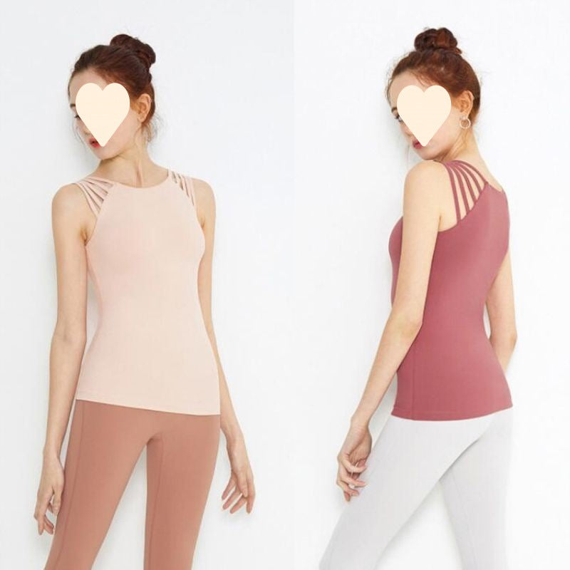 Elastic Slimming Yoga Jacket Vest Women's Sexy Multi-shoulder