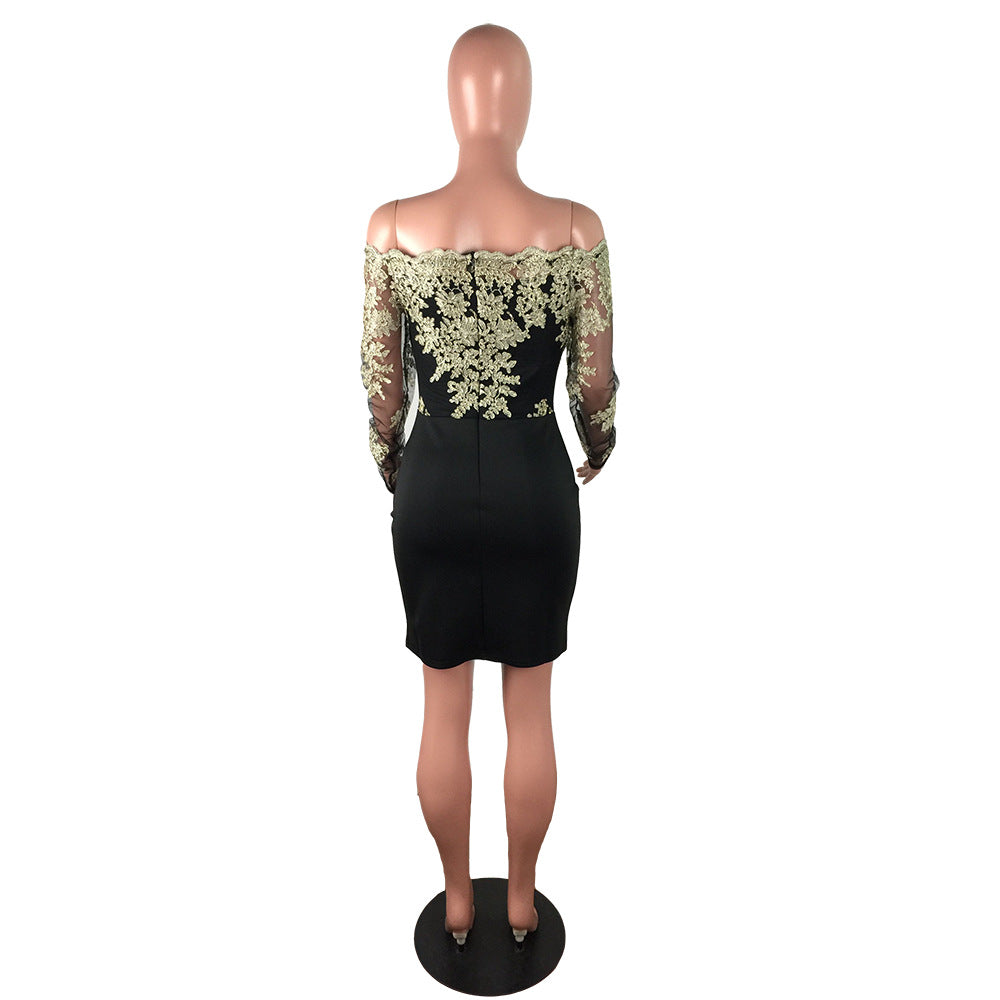 Water-soluble Lace Tube Top Long Sleeve Dress