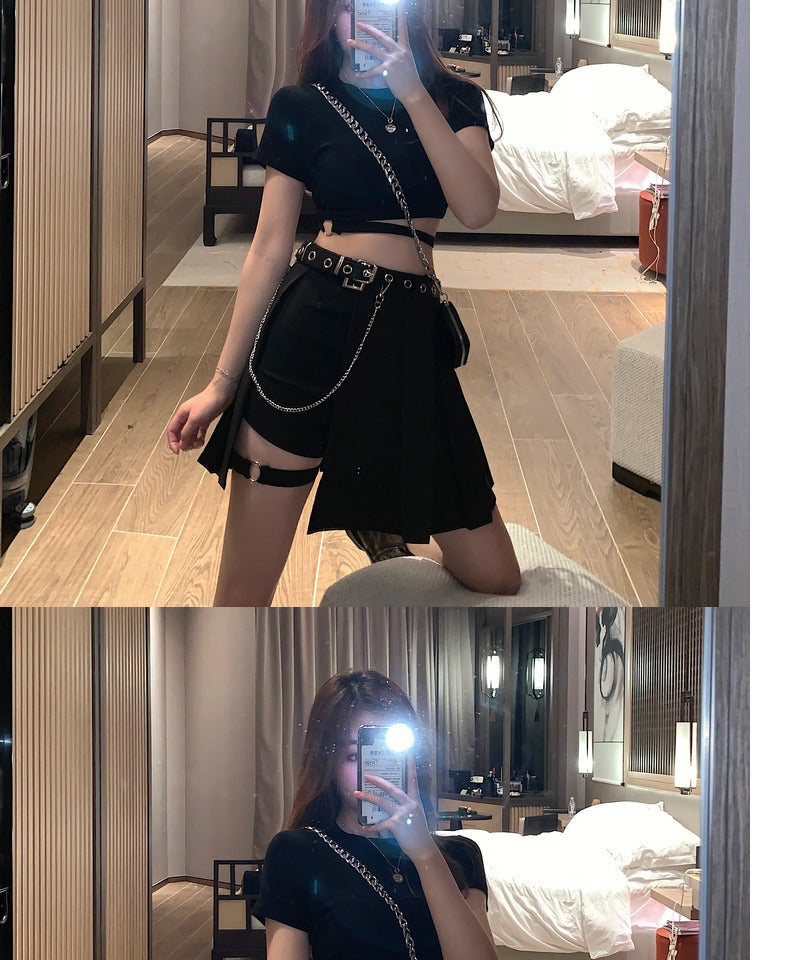 WLS Chain Decoration Irregular Skirt