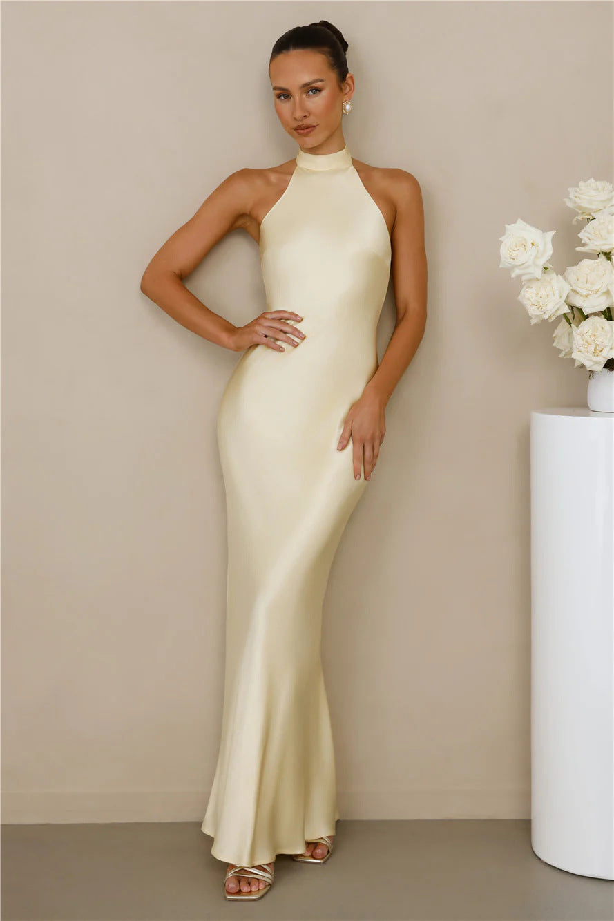 Womens Stylish Halter-neck Fitted Dress With Tie Details