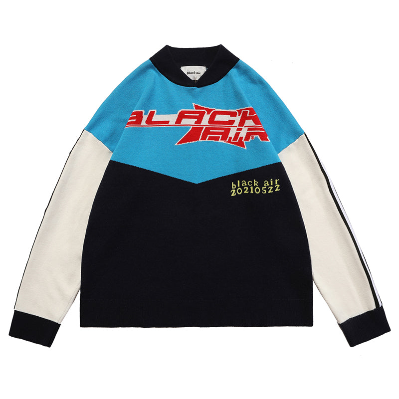 Trendy Niche Hit Color Small Neckline Loose Sweater Men