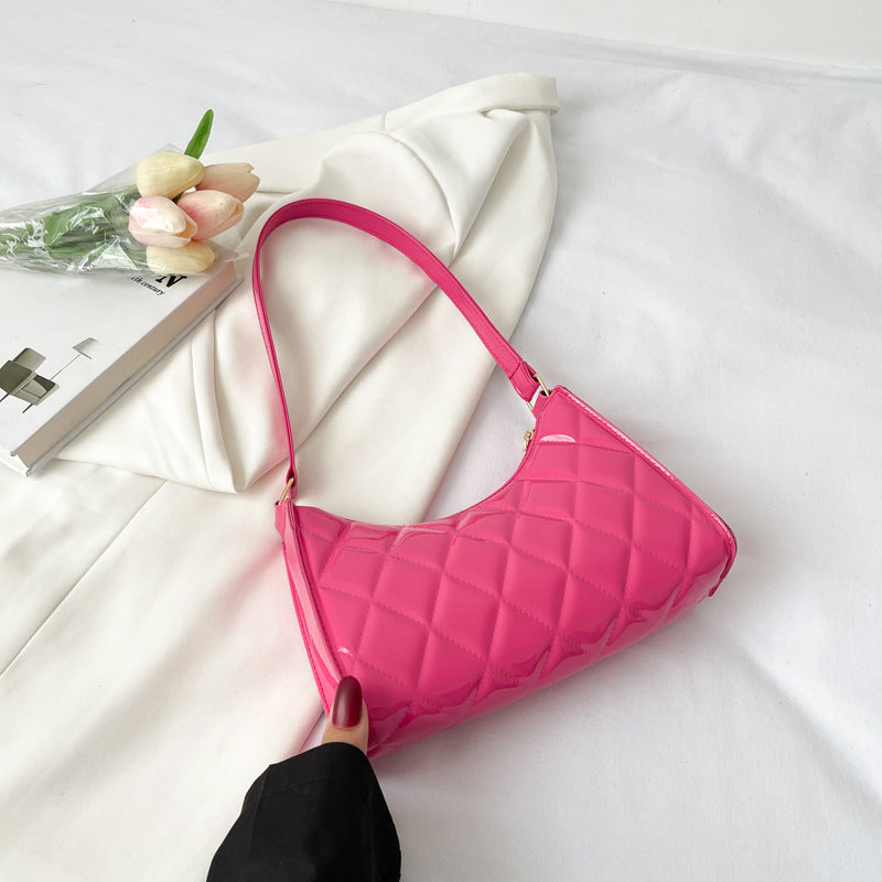 Women's New Fashionable Patent Leather Rhombus Shoulder Bag