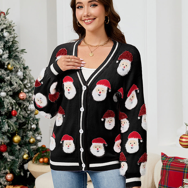 European And American Leisure Santa Claus Brocade Sweater