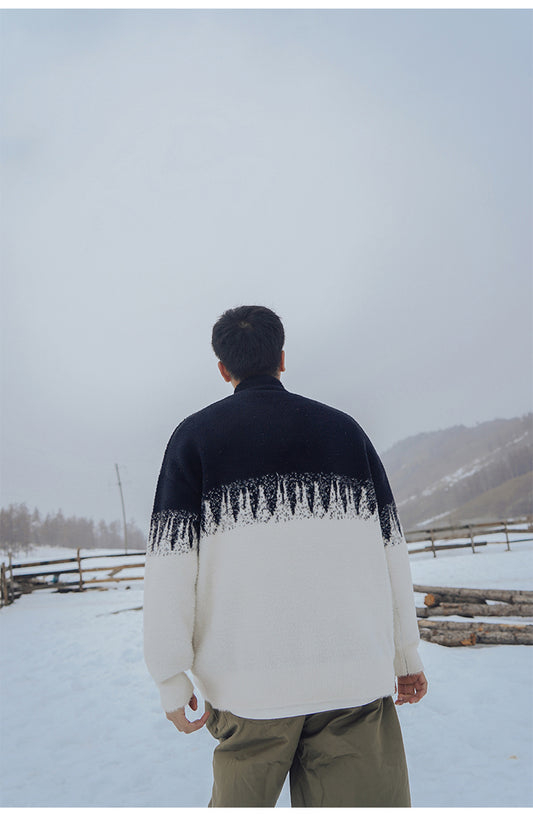 Half Turtleneck Sweater Men Winter New Hong Kong Style