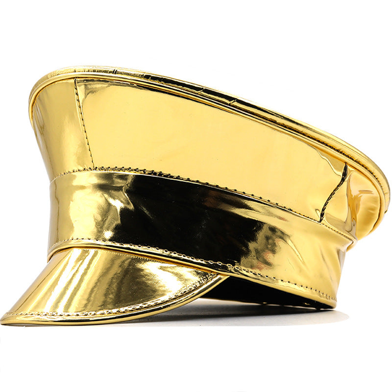 Laser Patent Leather Flat-top Cap Women's Party