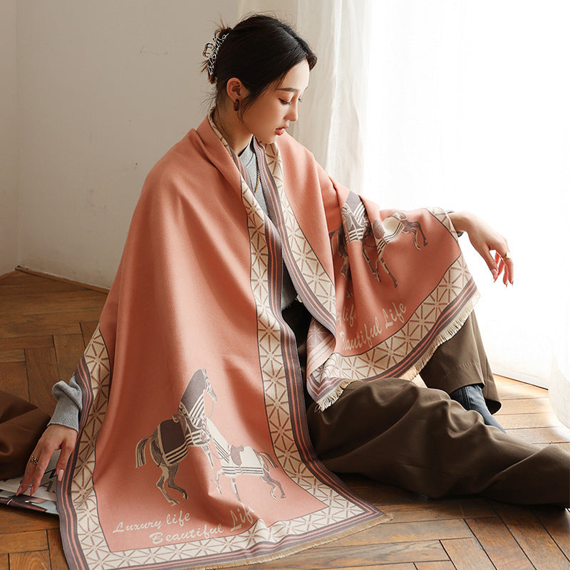 Women's Dual-use Cashmere-like Thickened Double-sided Scarf