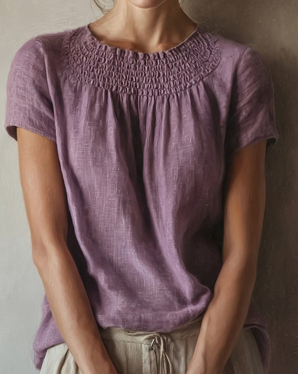Ladies' Soft Mist Light Purple Short-Sleeve Top