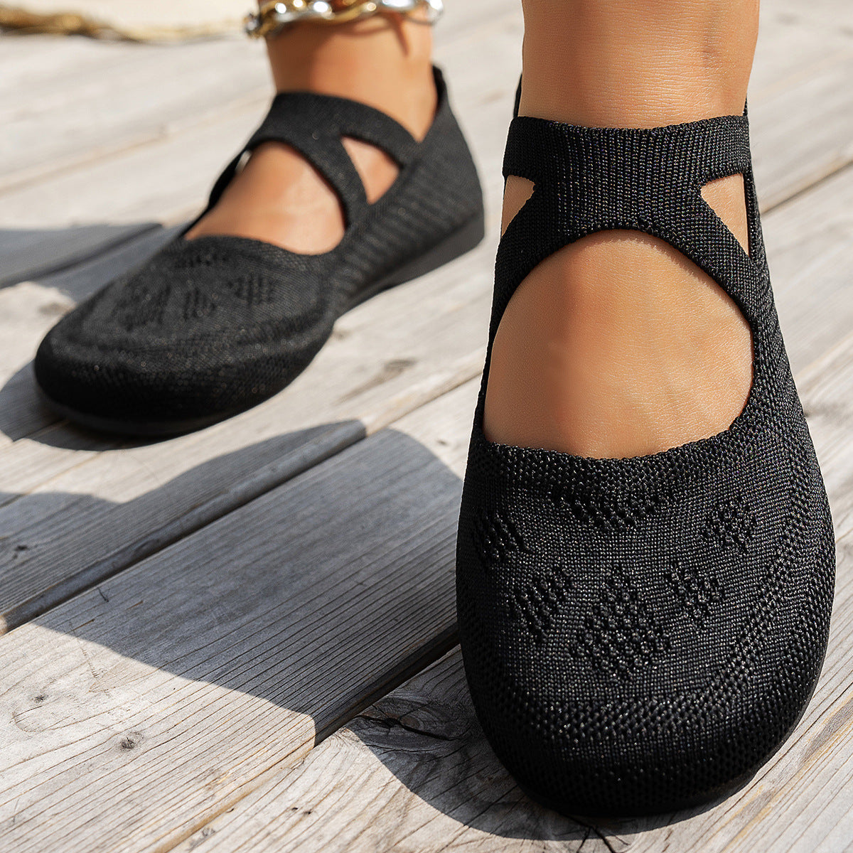 Round-toe Solid-color Fashionable Flat Casual Shoes For Women