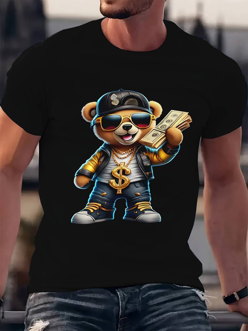 Mens Digital-Print Crew-Neck Short-Sleeve T-Shirt