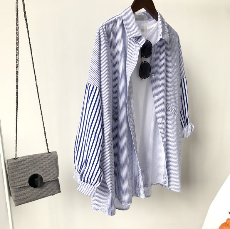 Womens Relaxed-fit Versatile Striped Blouse