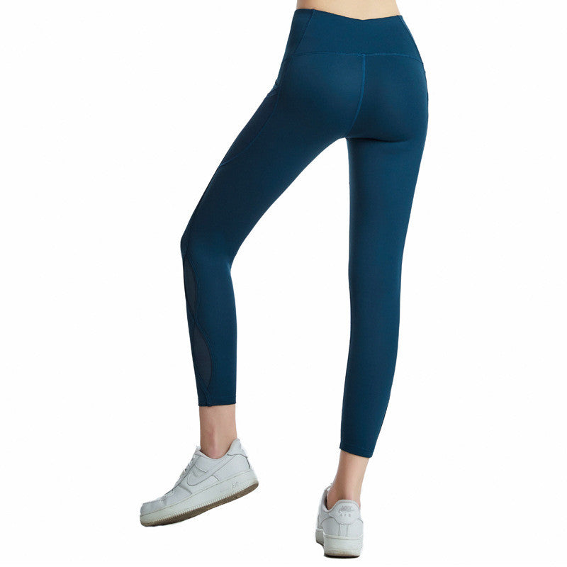 New High Waist Breathable Mesh Hollow Yoga Pants