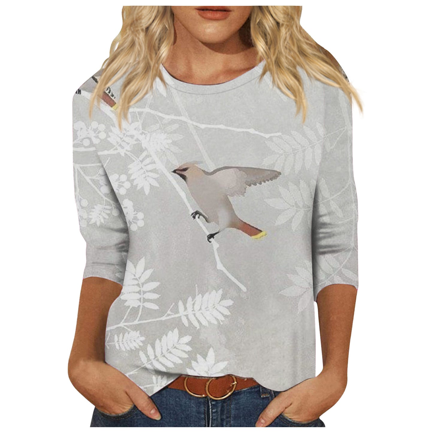 Round Neck Printed Casual Loose Long Sleeve