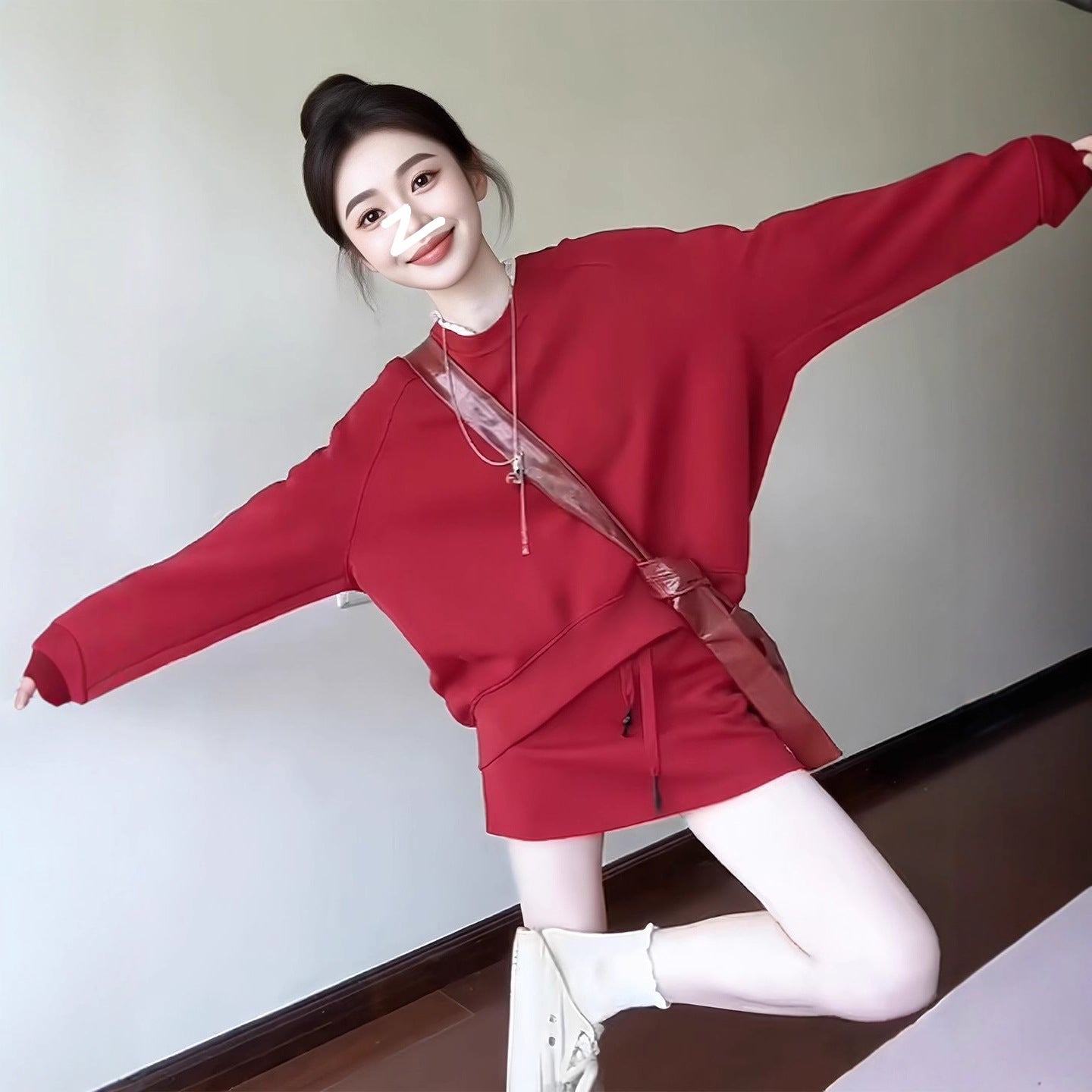 Womens Casual Sporty Hoodie And Skirt Set