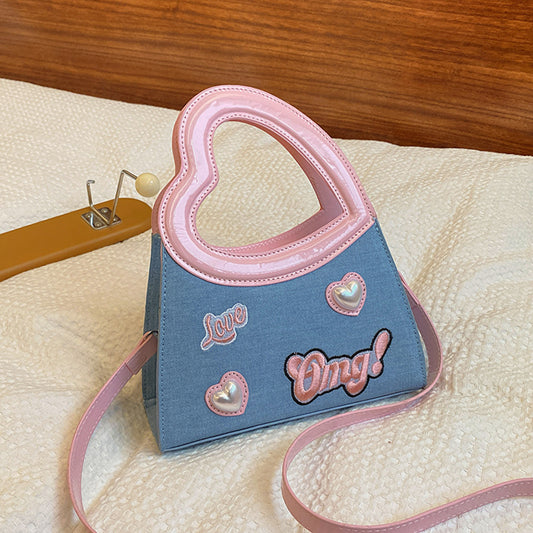 Special-interest Design Love Handbag Contrast Color Fashion